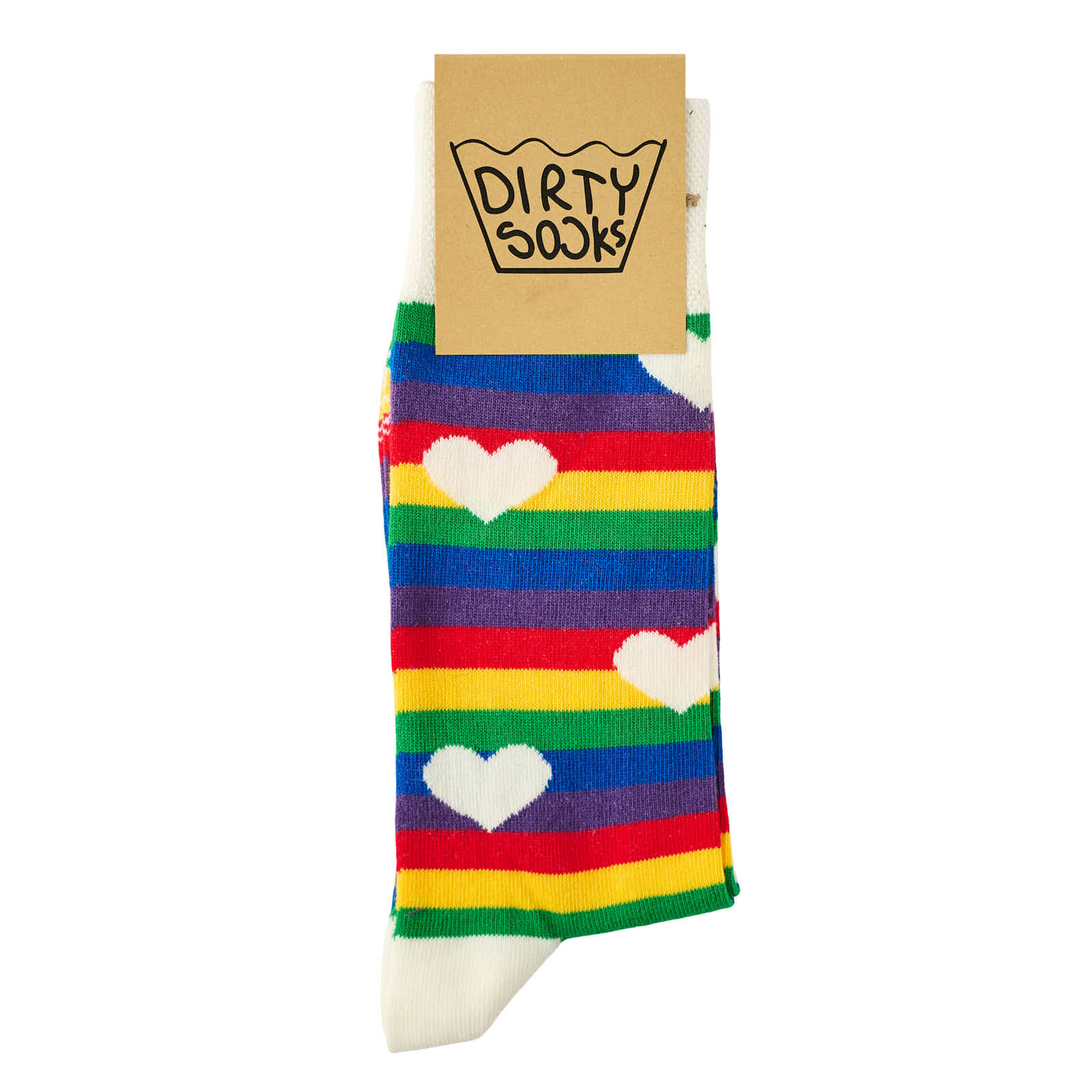 Hearts Colorful Stripes –Ecru / Unisex